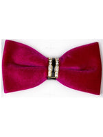 Load image into Gallery viewer, Men&#39;s Solid Color Velvet Pre-tied Adjustable Length Bow Tie with Rhinestone Men&#39;s Solid Color Bow Tie TheDapperTie Fuchsia One Size 
